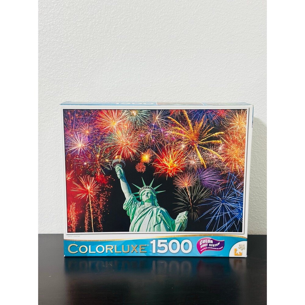 Colorluxe 1500pc Statue of Liberty Fireworks Jigsaw Puzzle Color Sort System